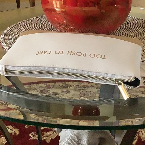 POSH Makeup bag or wristlet To Posh to Care gold bone zipper handle spar… - Picture 6 of 9